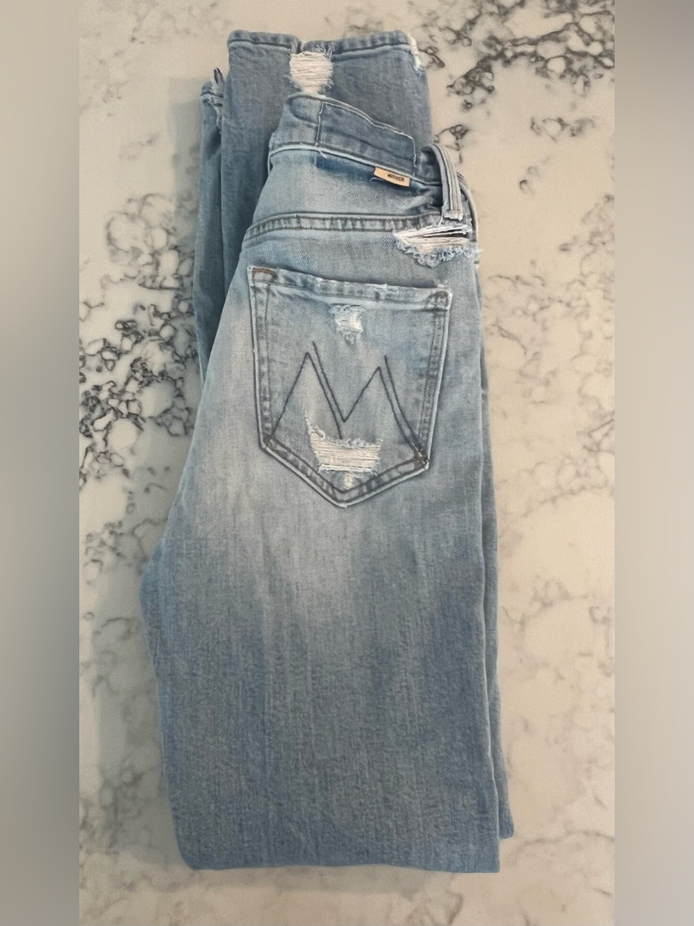 MOTHER Superior High Waisted Rider Skimp Jeans Blue Straight Size 25